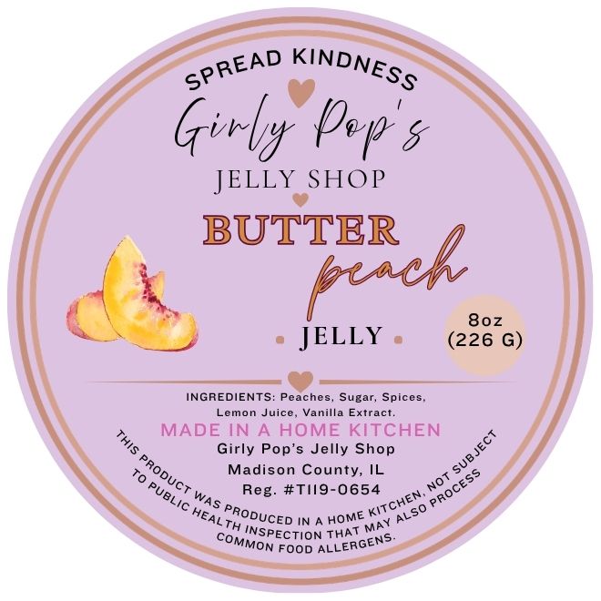 2 INCH ROUND STICKER PEACH BUTTER JELLY