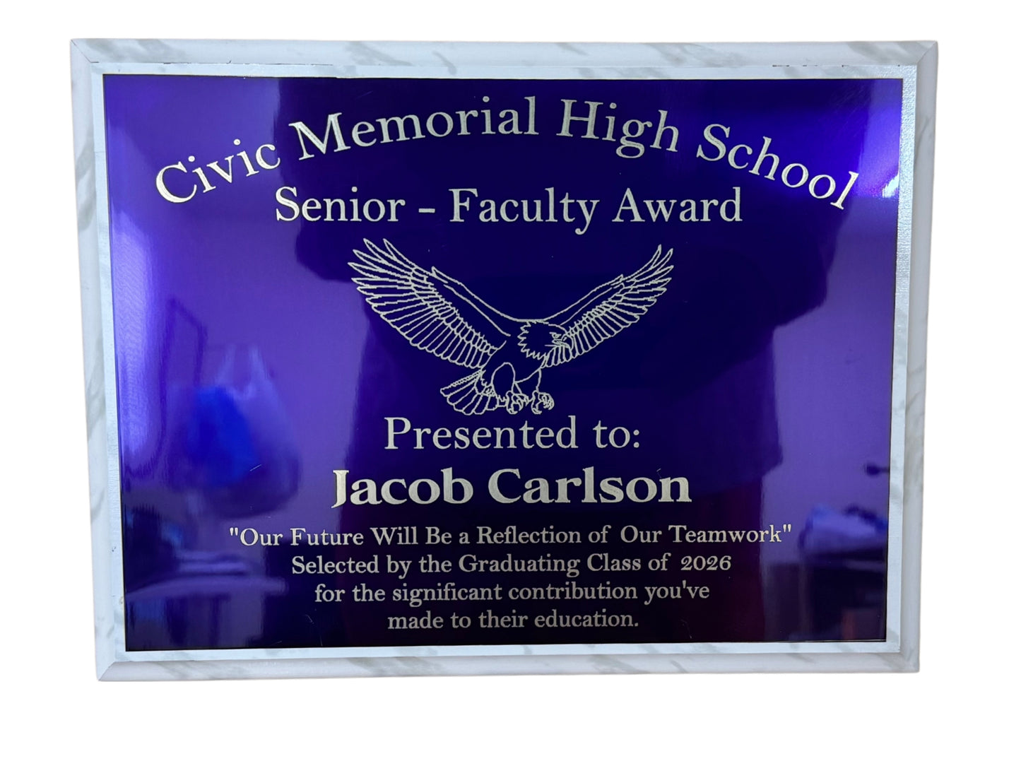 9" x 12" White Marble Finish Plaque
