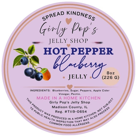2 INCH ROUND STICKER HOT PEPPER BLUEBERRY JELLY