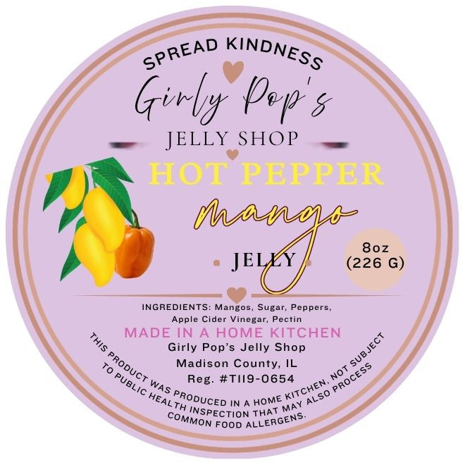 2 INCH ROUND STICKER HOT PEPPER MANGO JELLY