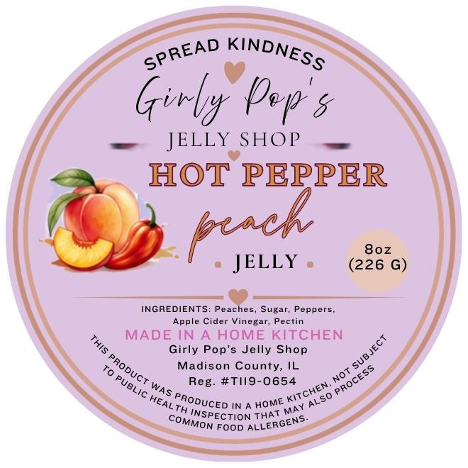 2 INCH ROUND STICKER HOT PEPPER PEACH JELLY