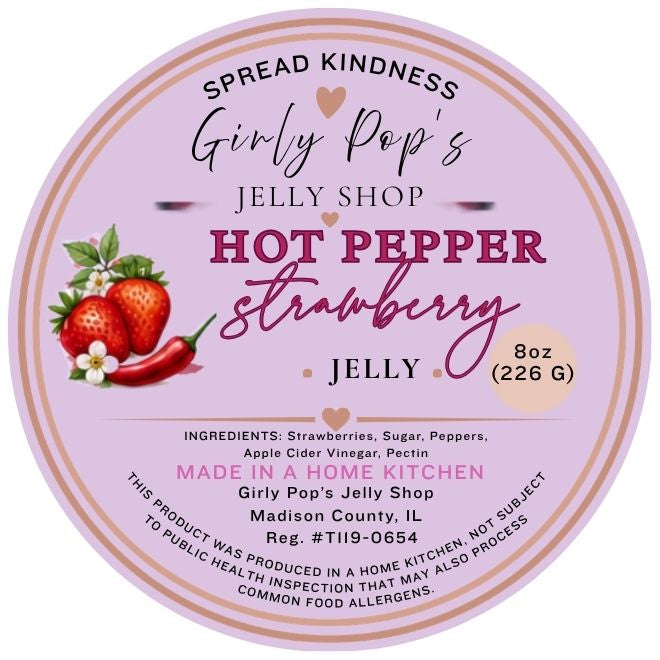 2 INCH ROUND STICKER HOT PEPPER STRAWBERRY JELLY