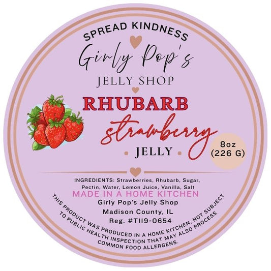 2 INCH ROUND STICKER STRAWBERRY RHUBARB JELLY